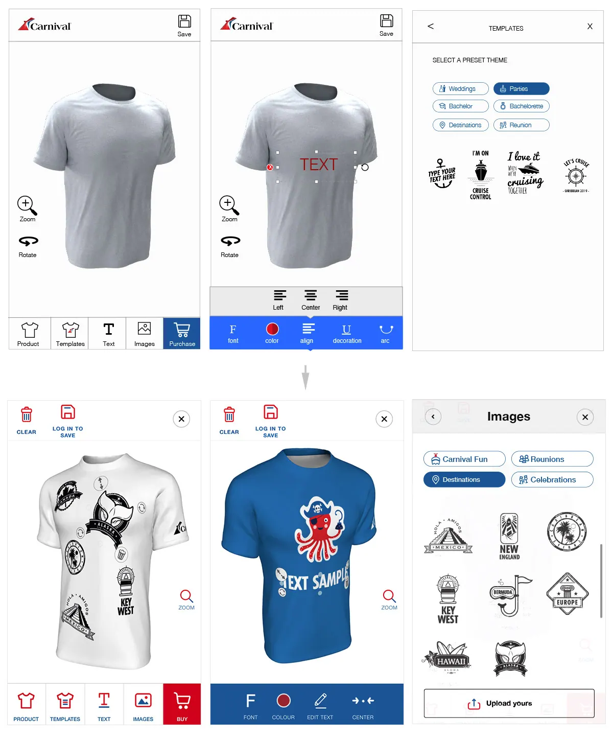 Wireframes and final product of the customization tool