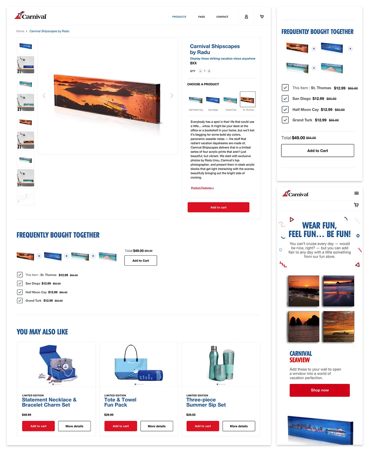 Product page on desktop and mobile