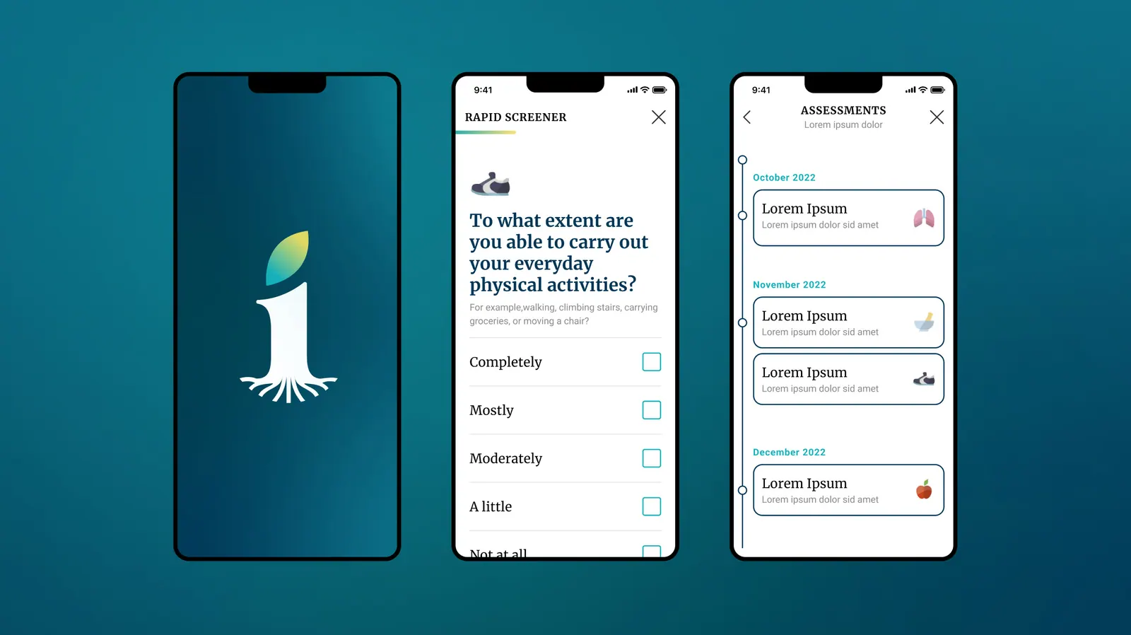 Pantallas de evaluación de la app FIU Thrive