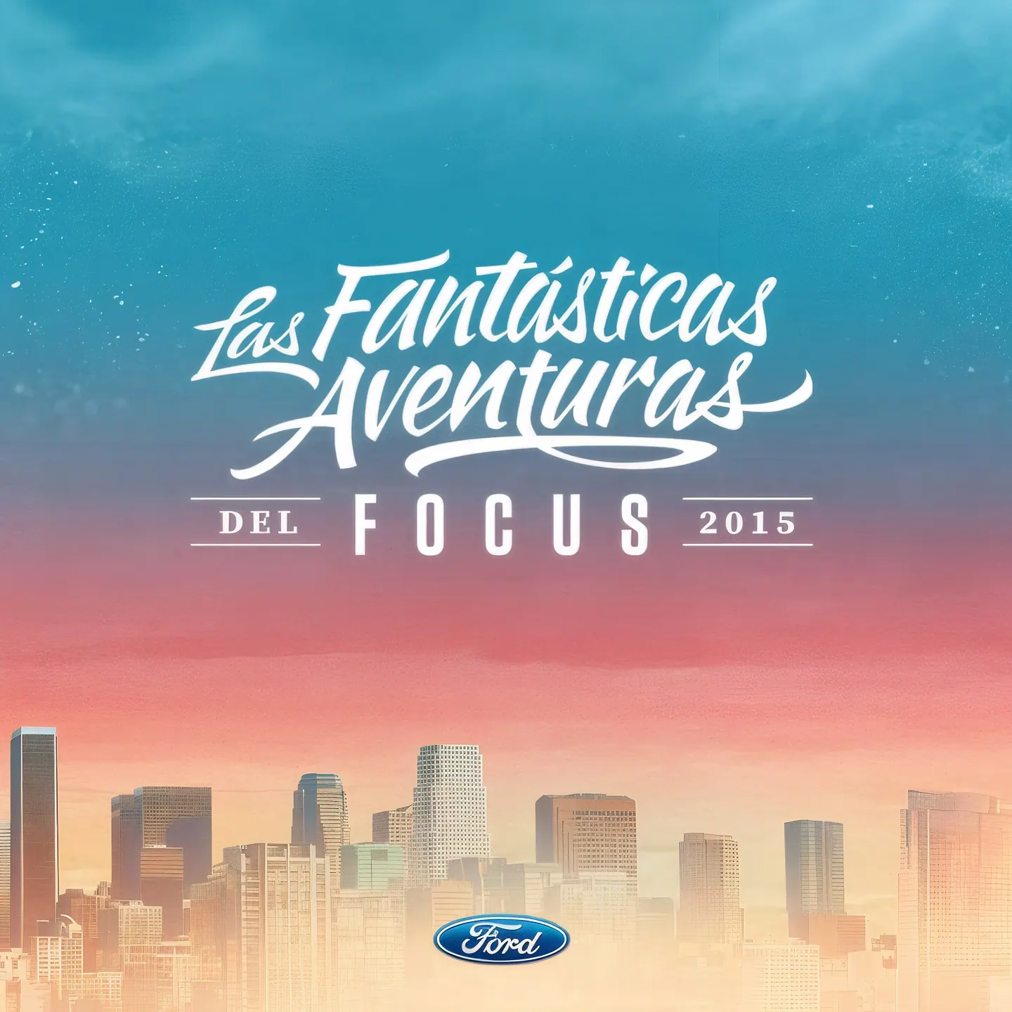 Poster for “Las Fantásticas Aventuras del Focus 2015” against a sunset sky