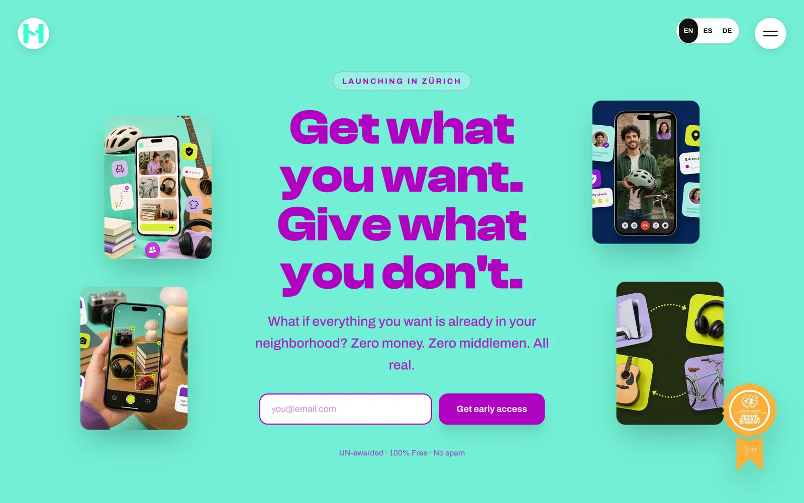 Portada de la web de HULA Exchange: «Get what you want. Give what you don’t»