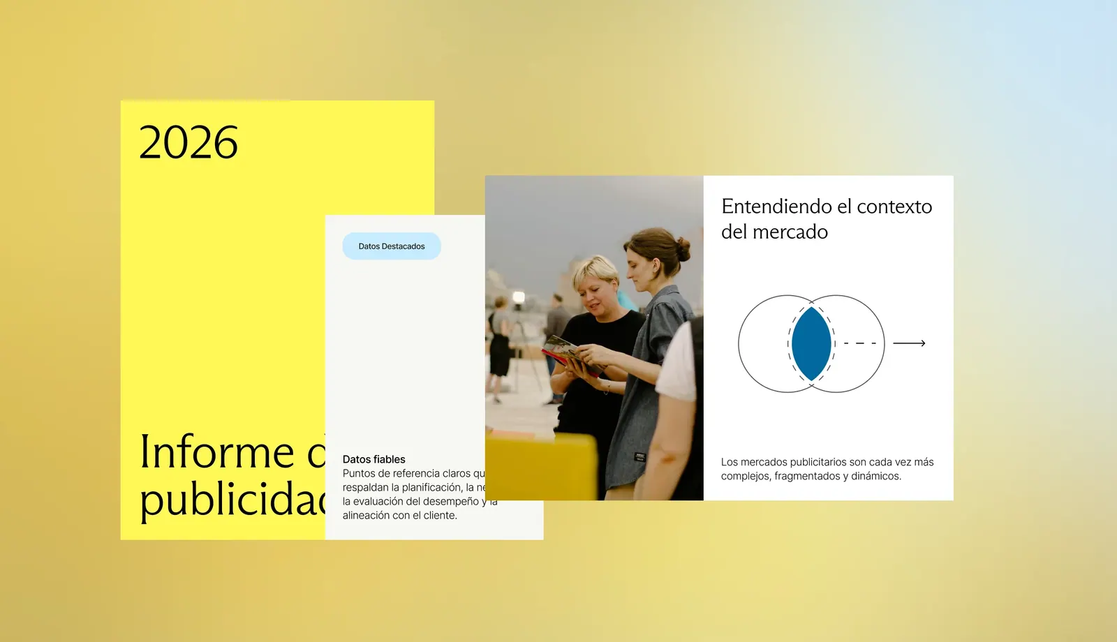 Design pieces from the InfoAdex project: the 2026 report and data cards